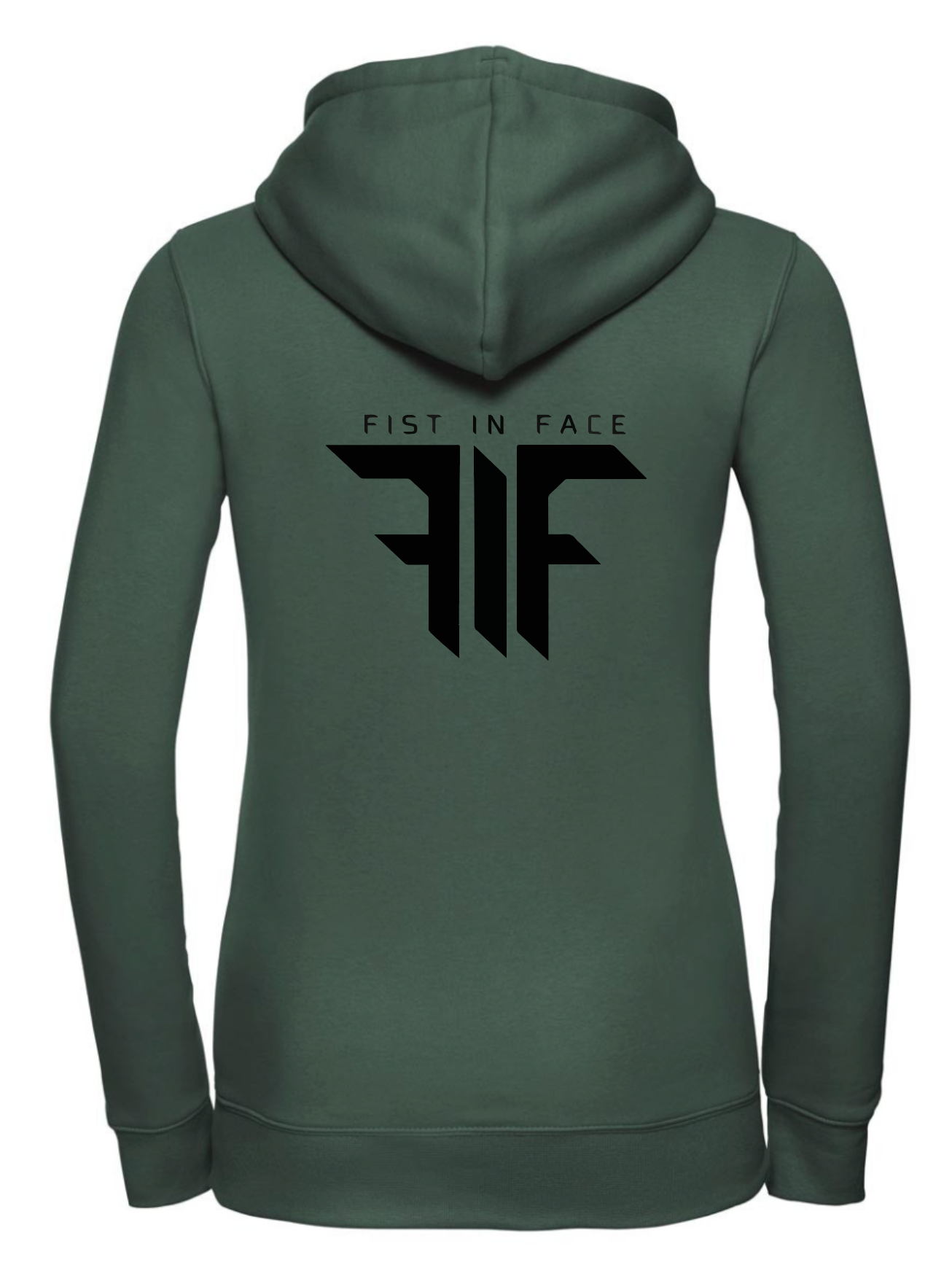 FIF Fist in Face Women's Hoodie Bottle Green back black print