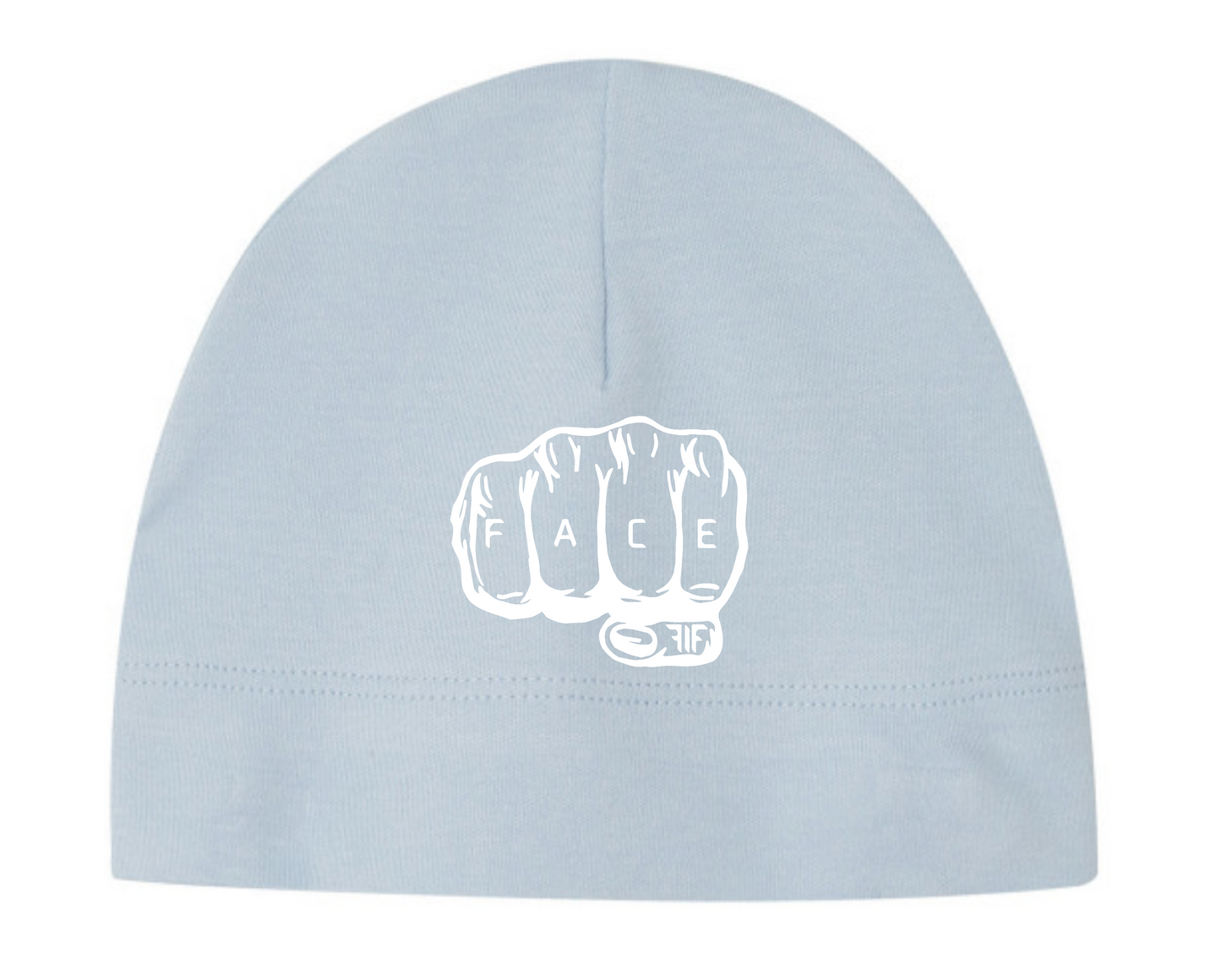 Light Blue Fist design white print