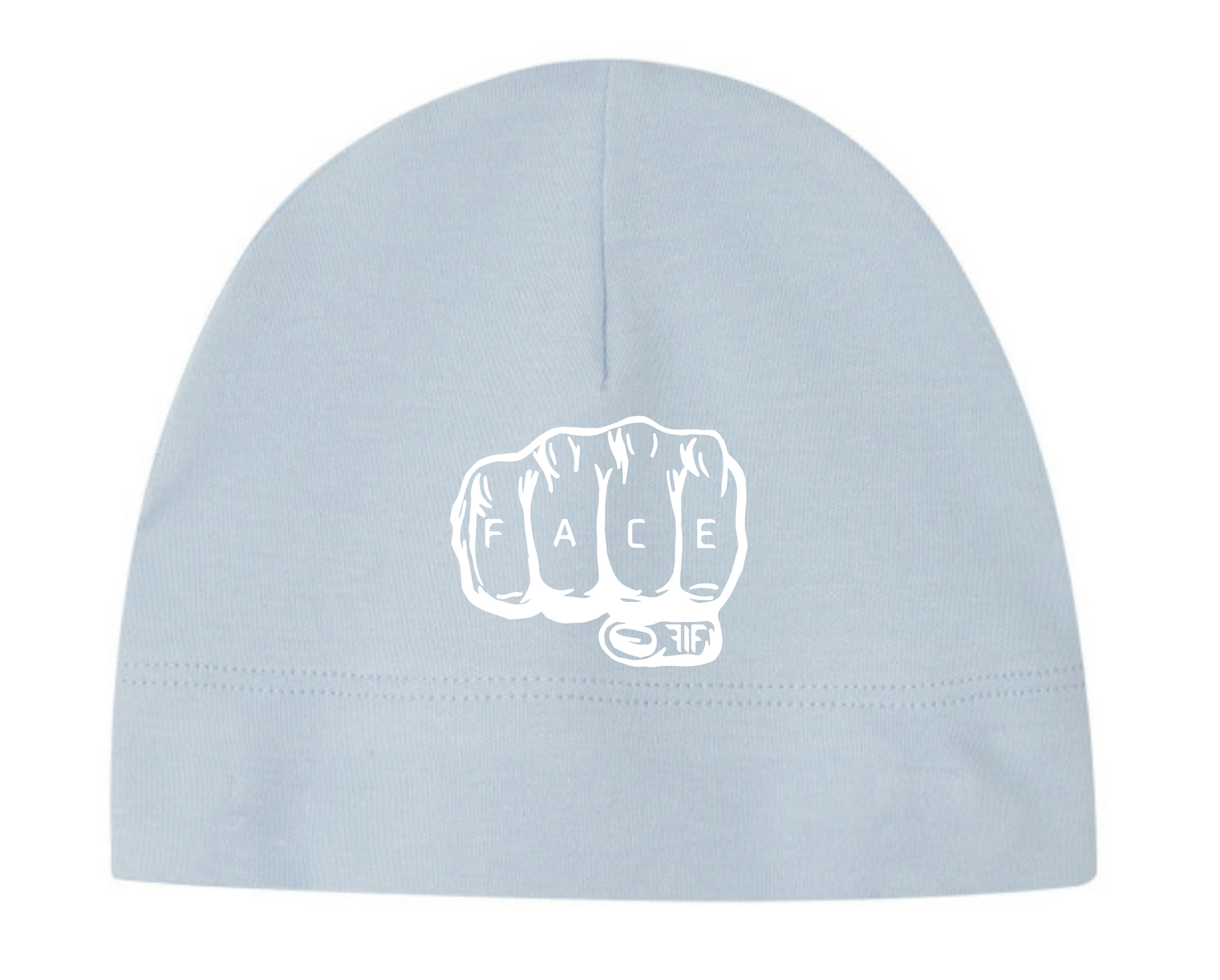 Light Blue Fist design white print