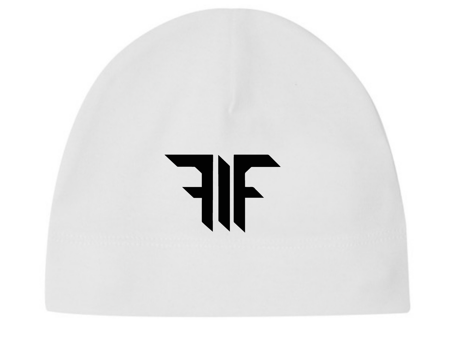White FIF design black print