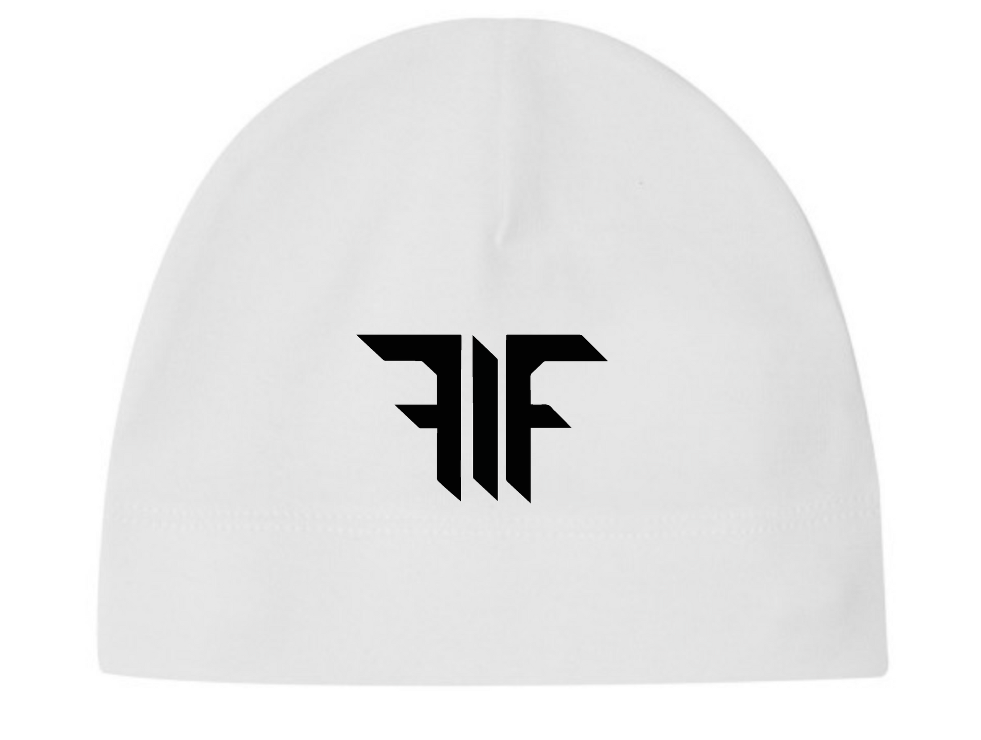 White FIF design black print