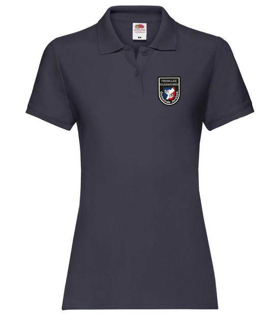 FF53 Poloshirt Damen Navy mit weißem Feuerwehr-Logo