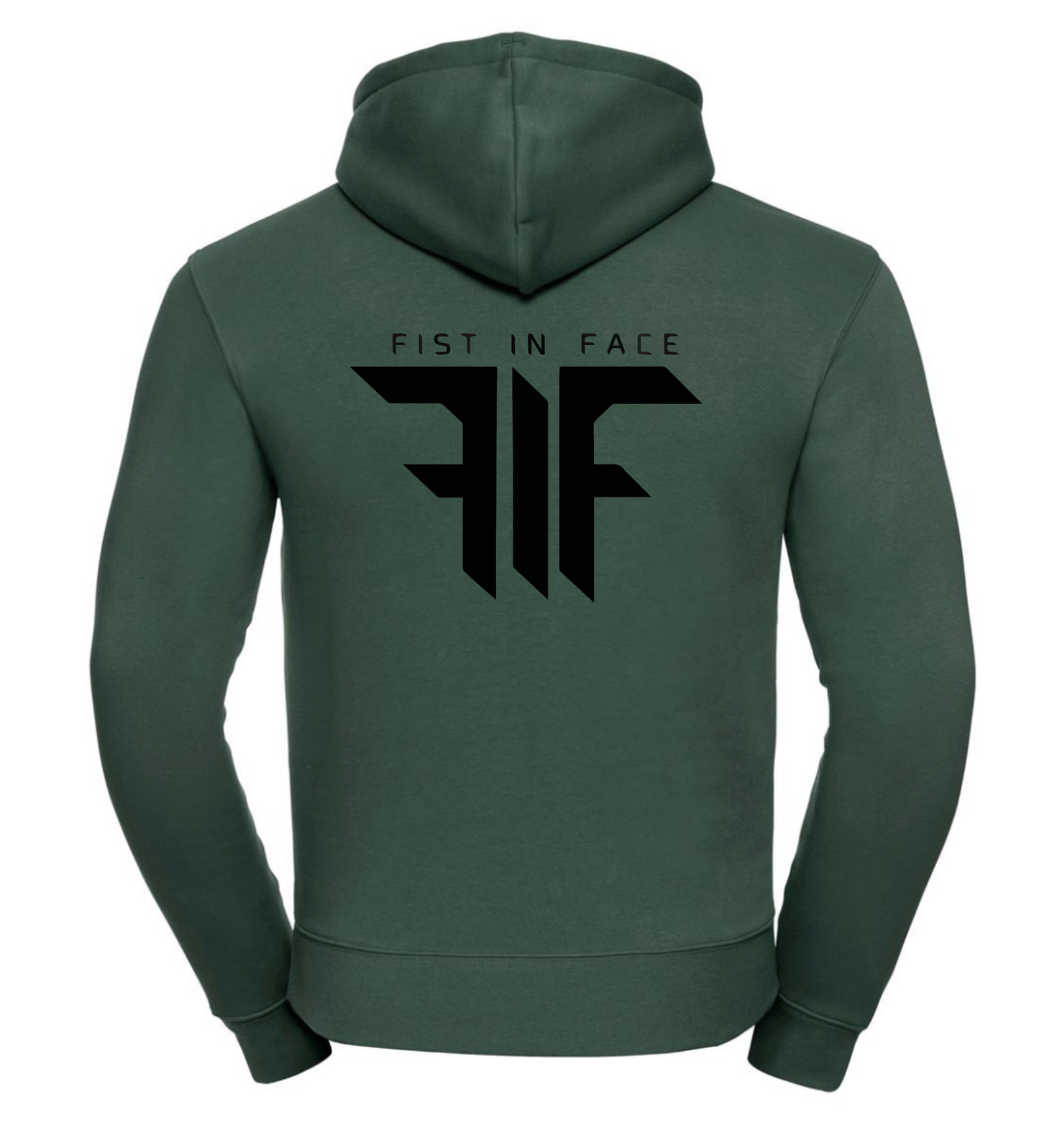 FIF Fist in Face Unisex Hoodie Bottle Green back black print