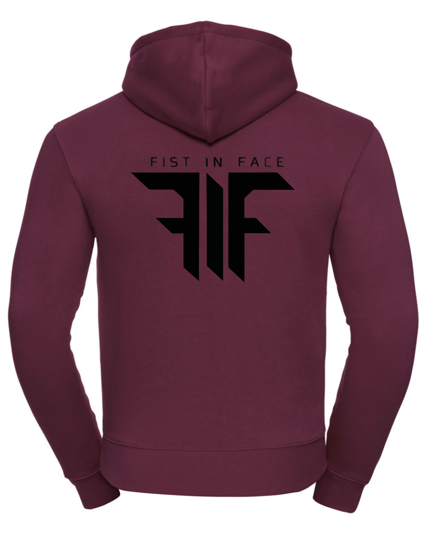 FIF Fist in Face Unisex Hoodie Burgundy back black print