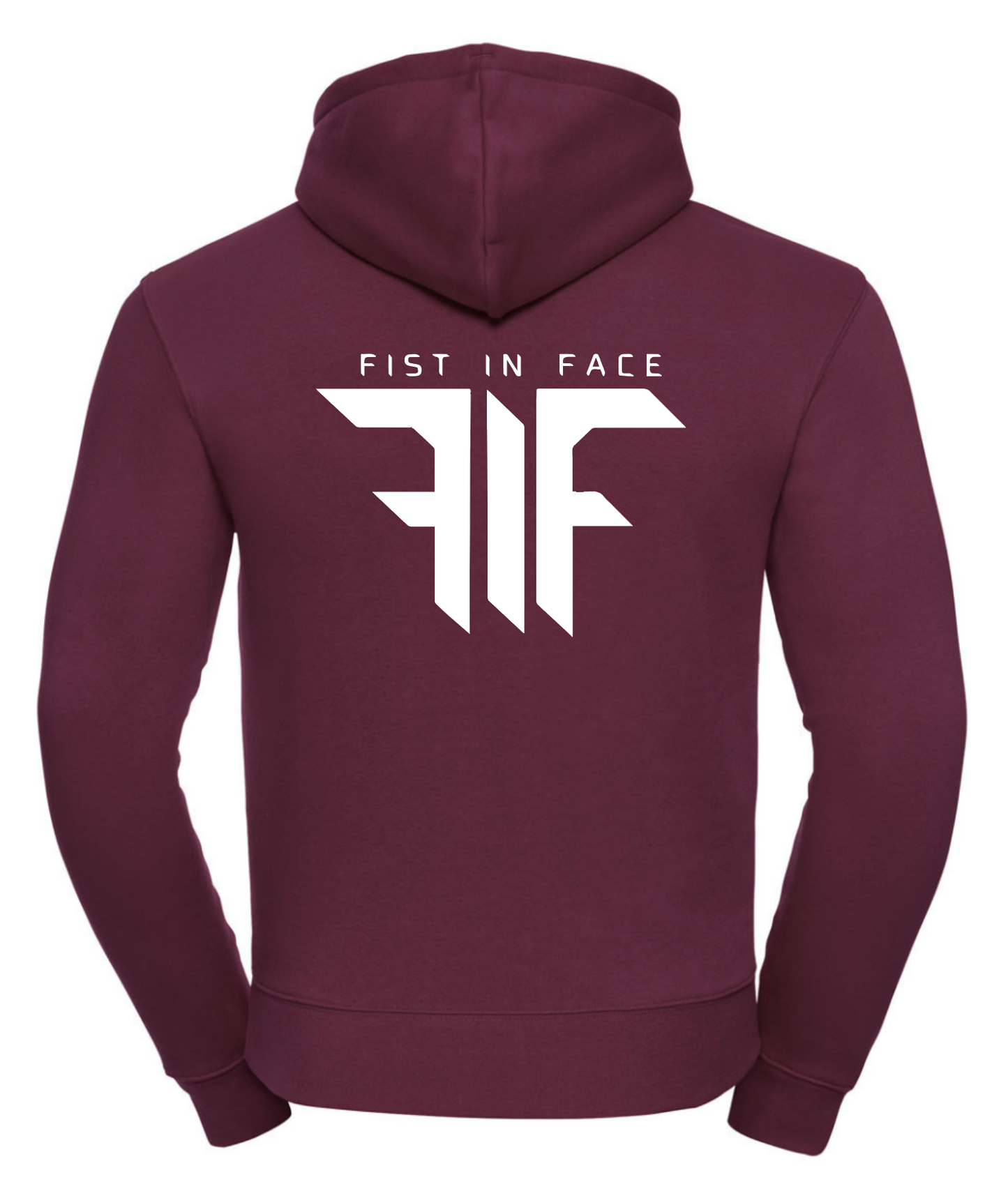 FIF Fist in Face Unisex Hoodie Burgundy back white print