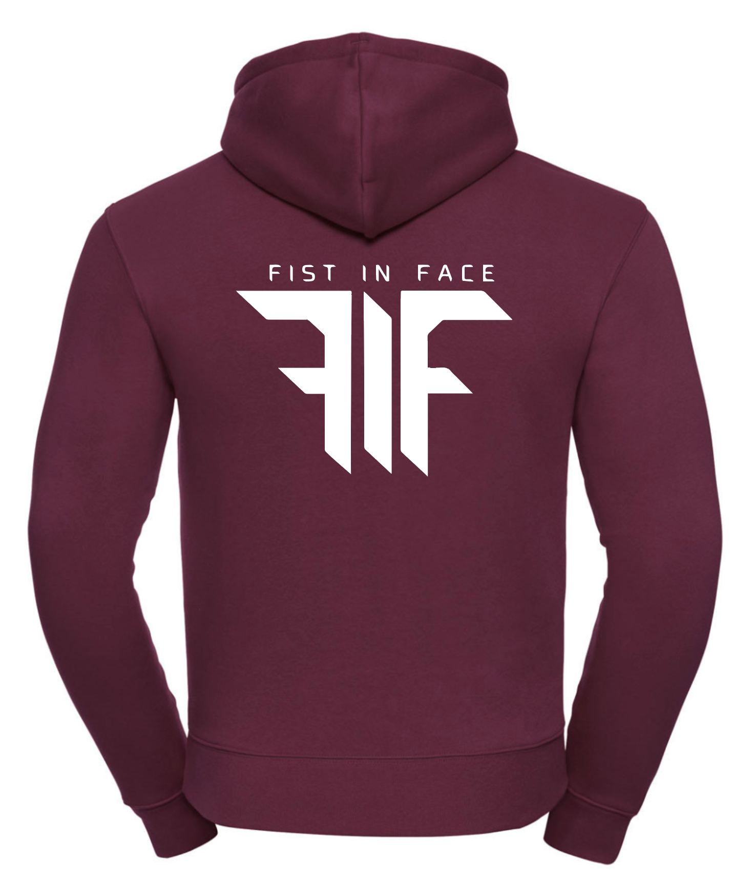 FIF Fist in Face Unisex Hoodie Burgundy back white print