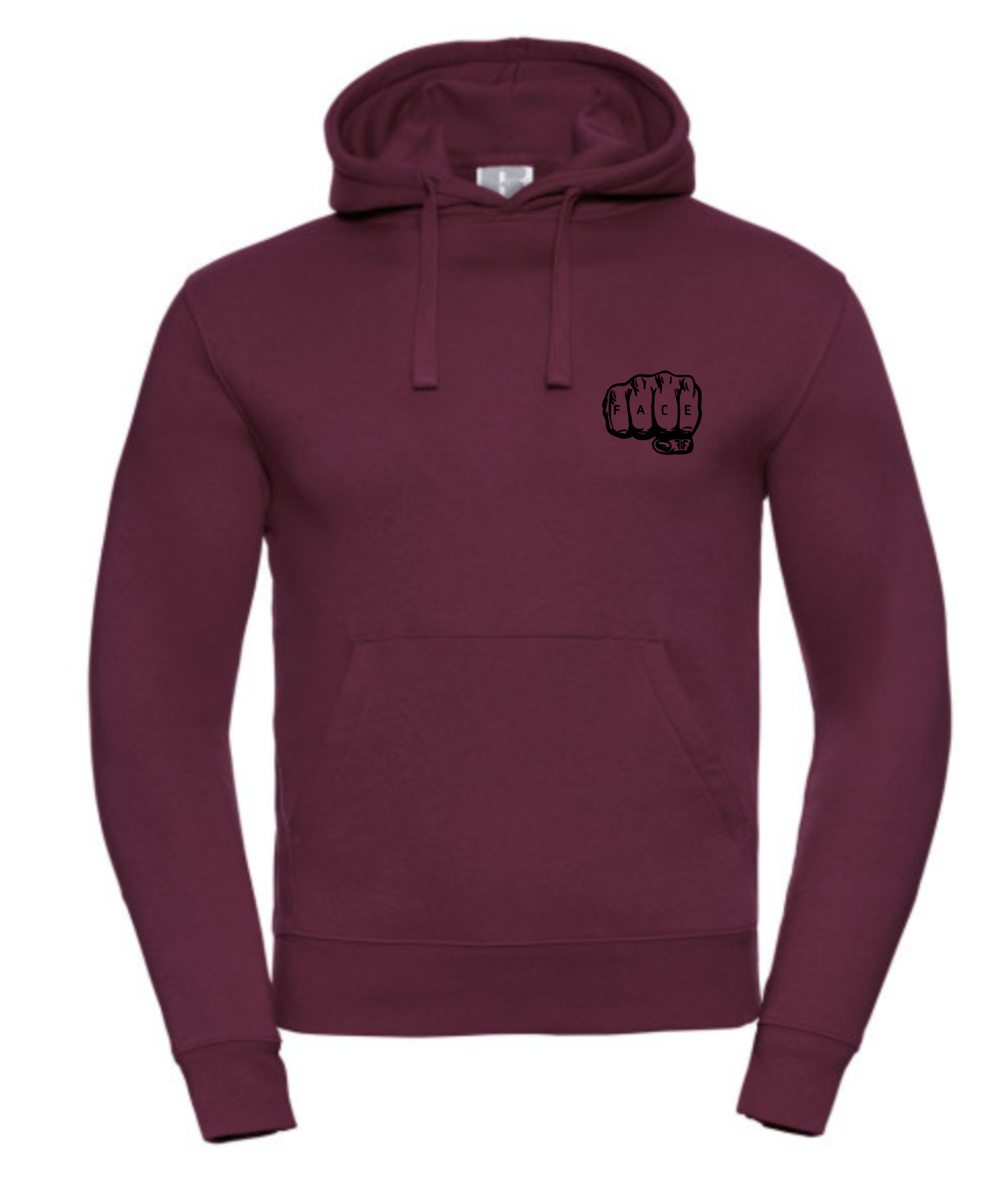 FIF Fist in Face Unisex Hoodie Burgundy front black print