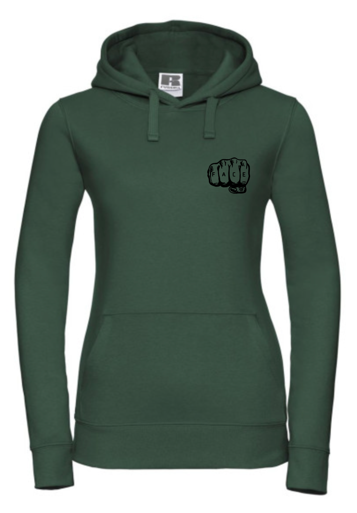 FIF Fist in Face Women's Hoodie Bottle Green front black print