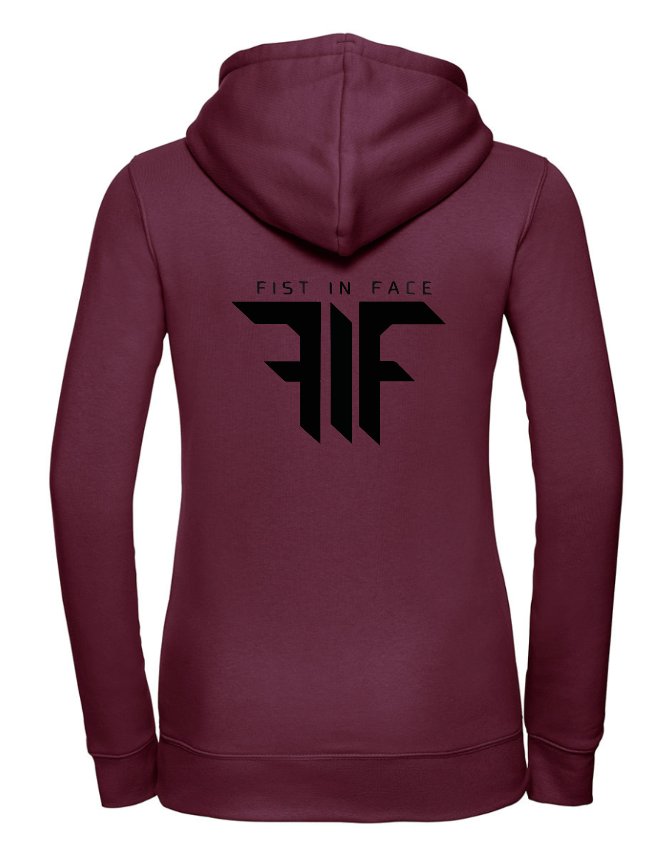 FIF Fist in Face Women's Hoodie Burgundy back black print
