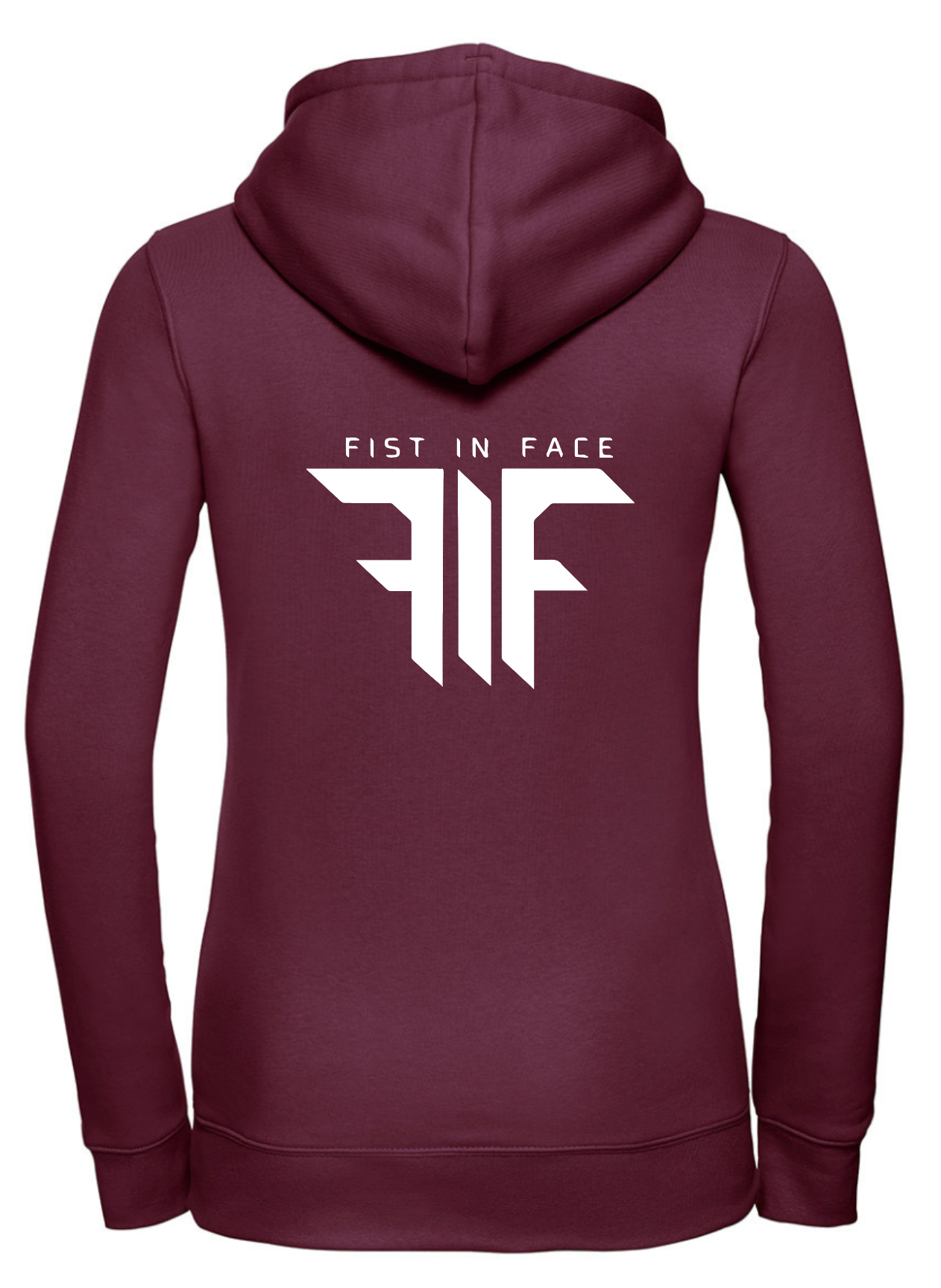 FIF Fist in Face Women's Hoodie Burgundy back white print