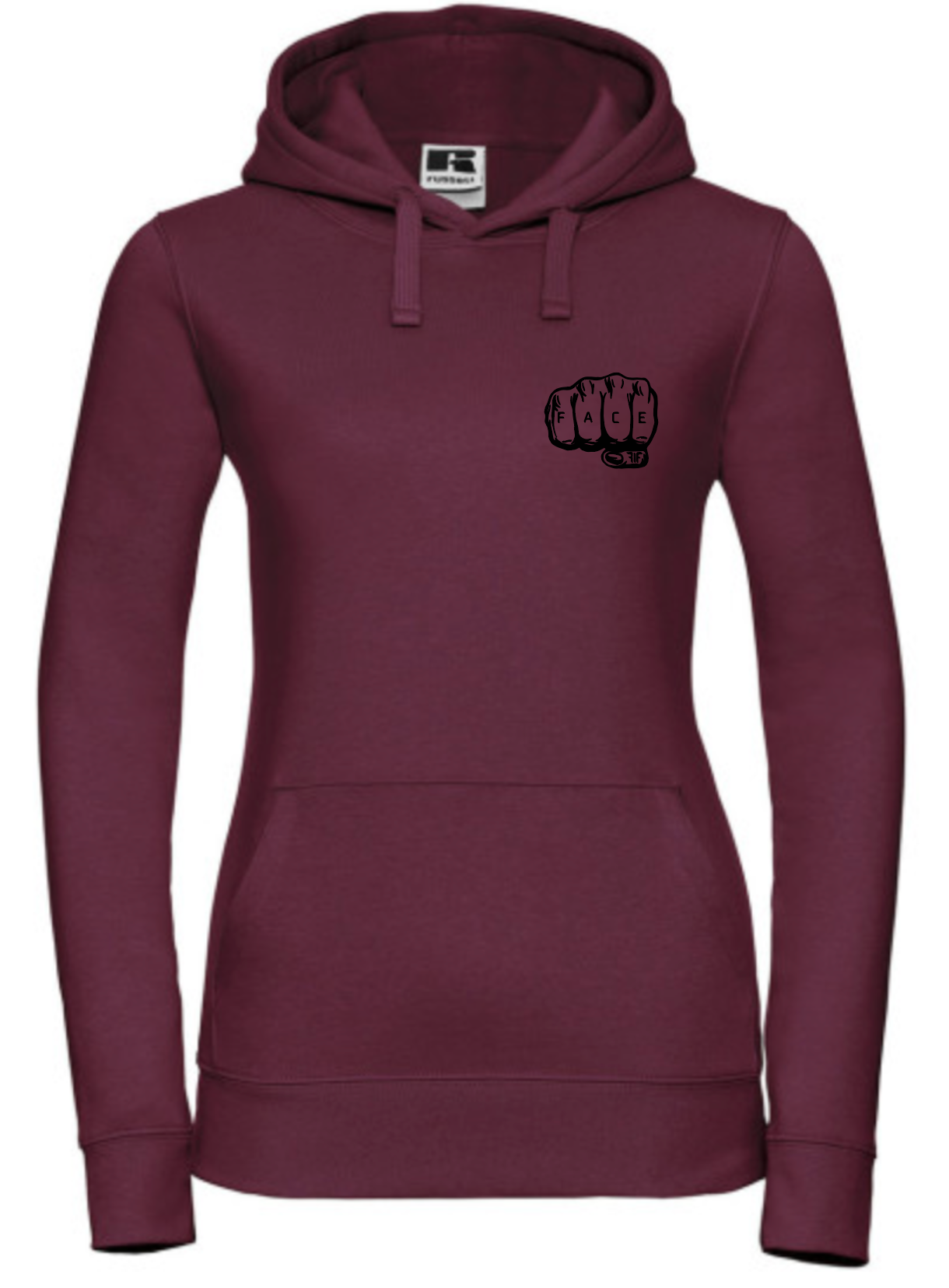 FIF Fist in Face Women's Hoodie Burgundy front black print