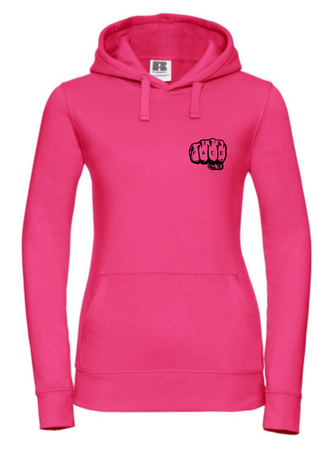 FIF Fist in Face Women's Hoodie Pink front black print