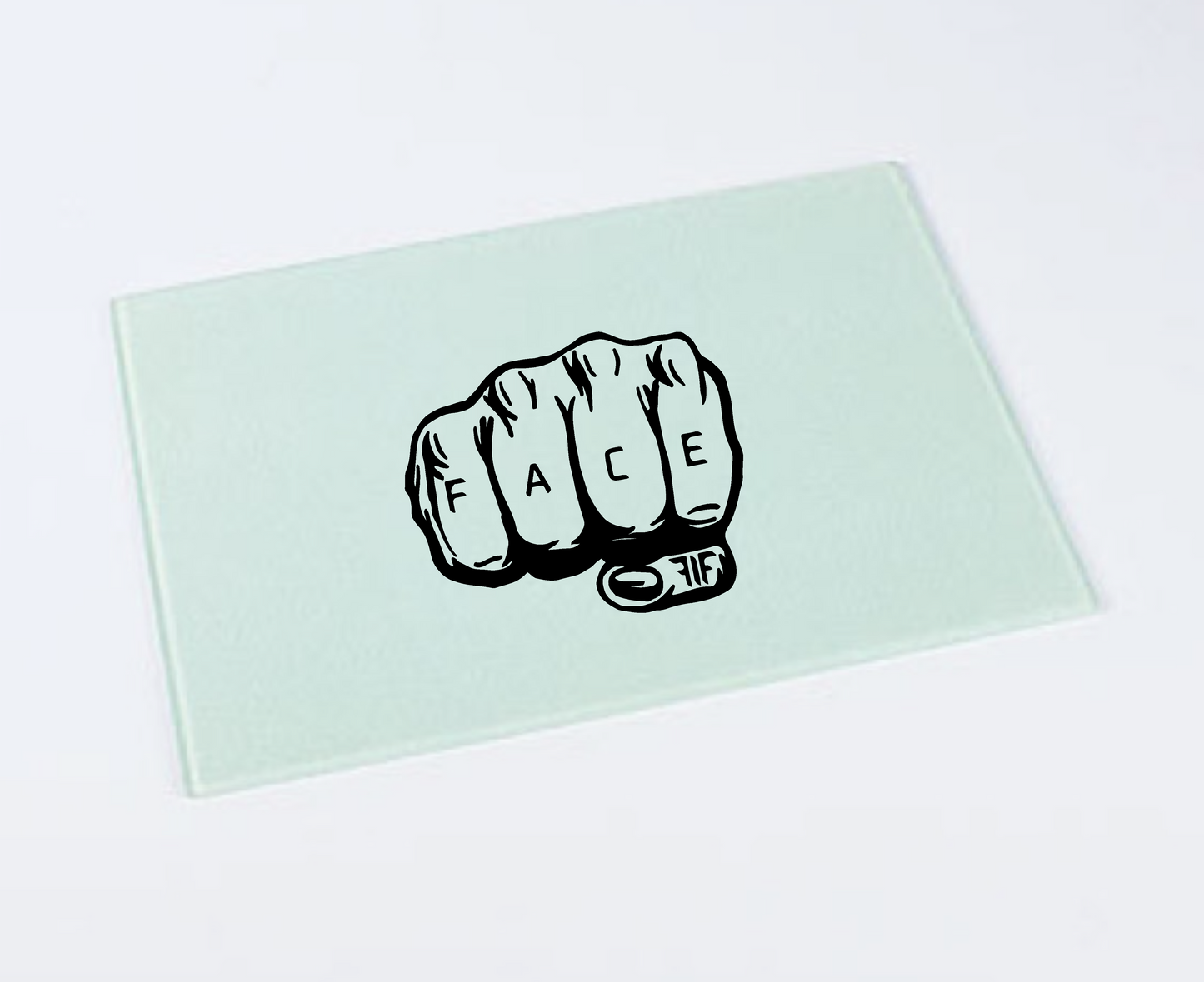 FIF Fist in Face Glass Cutting Board detail