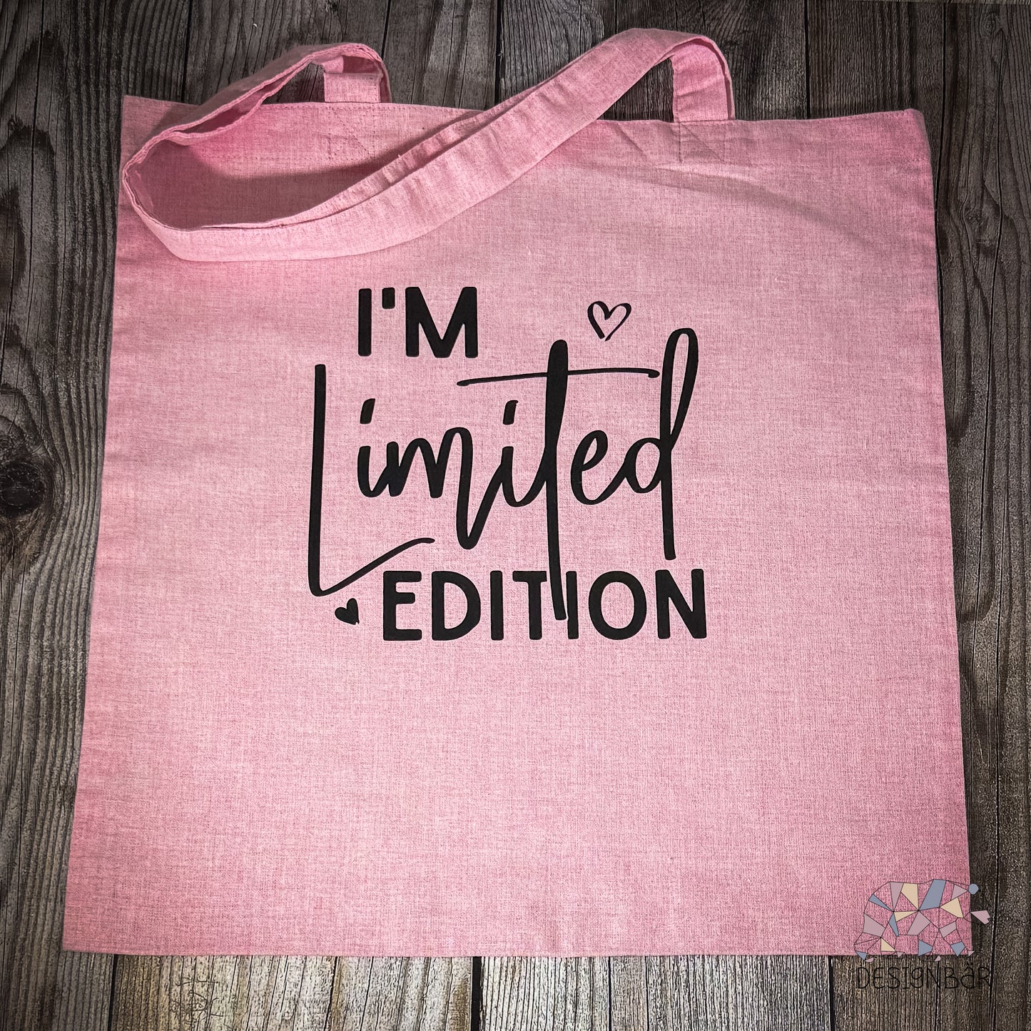 Rosa Jutebeutel mit Aufdruck „I'm Limited Edition" von Designbär