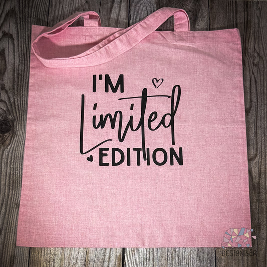Rosa Jutebeutel mit Aufdruck „I'm Limited Edition" von Designbär