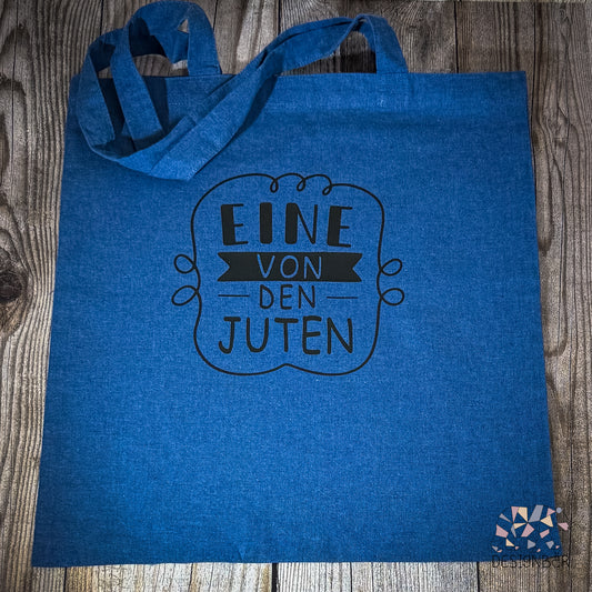 Blauer Jutebeutel mit Aufdruck „Eine von den Juten" von Designbär