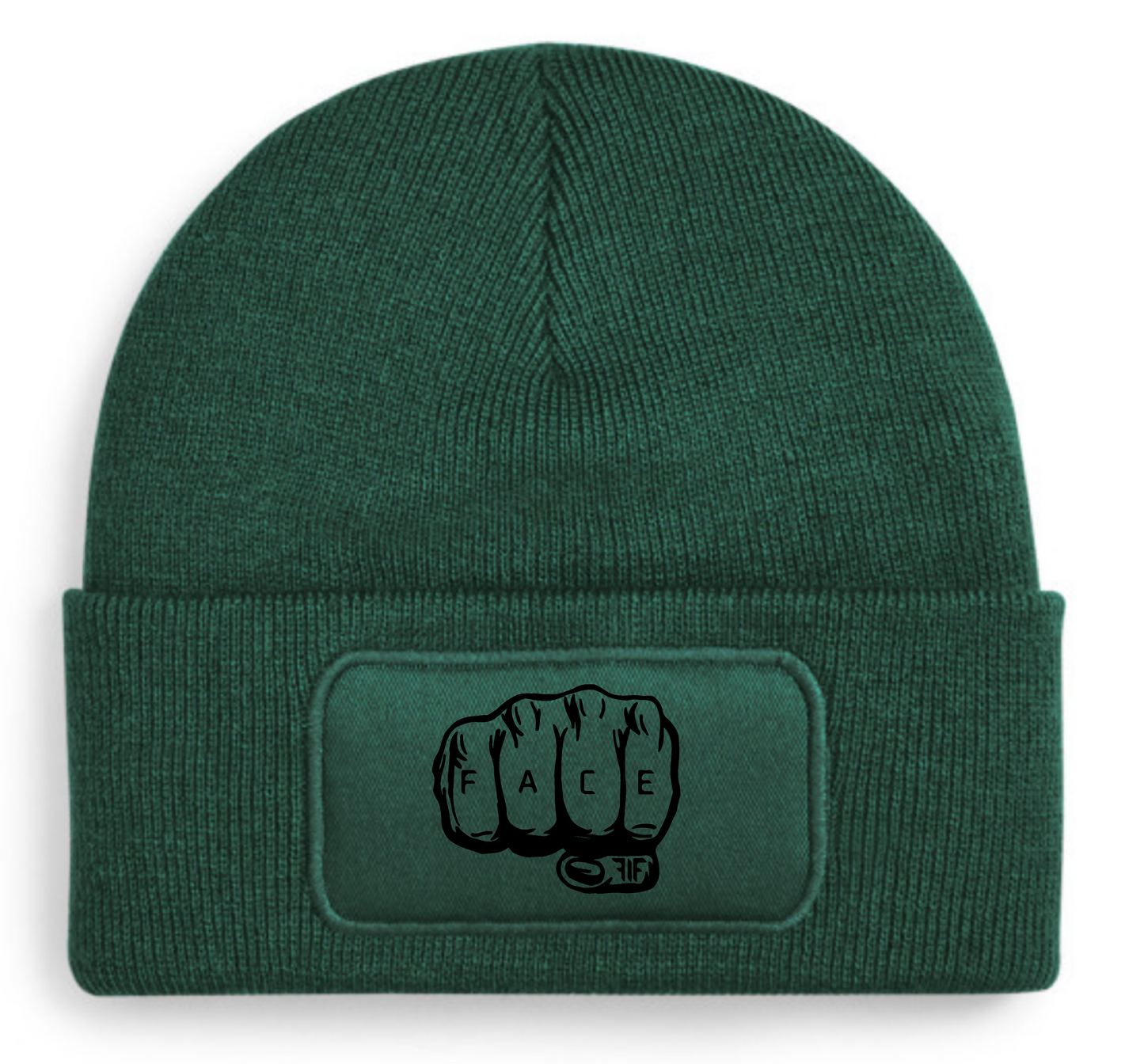 FIF Fist in Face Beanie Bottle Green Fist design black print