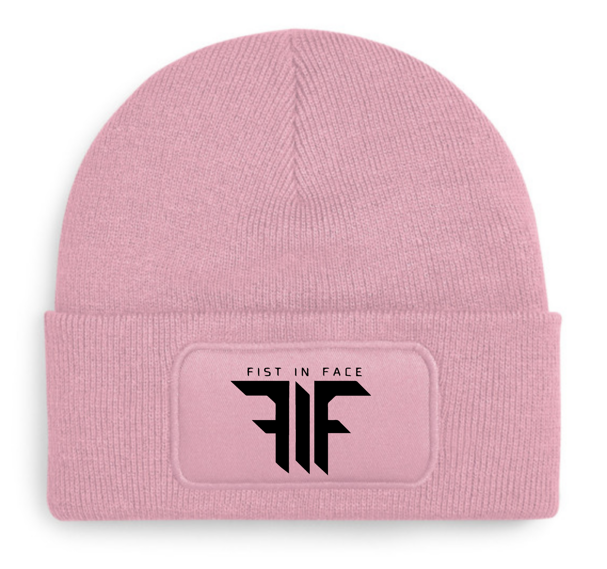 FIF Fist in Face Beanie Dusty Pink FIF design black print