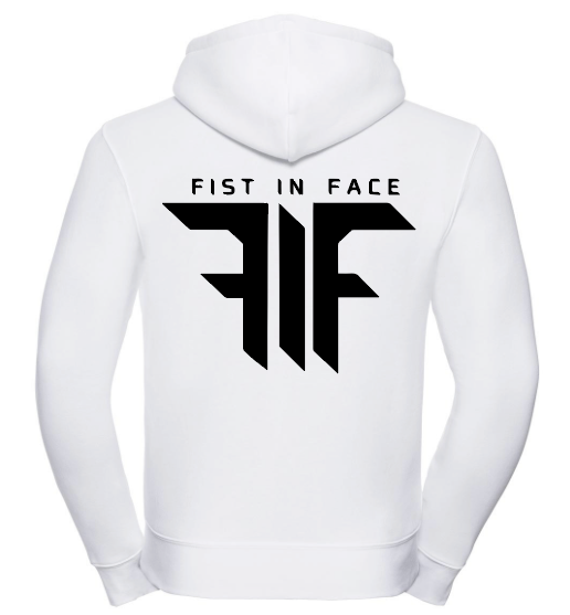FIF Fist in Face Unisex Zip Hoodie White back