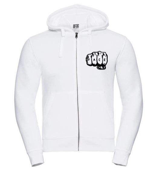 FIF Fist in Face Unisex Zip Hoodie White front