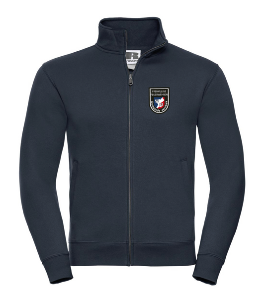 FF53 Sweatshirtjacke ohne Kapuze Navy mit weißem Feuerwehr-Logo