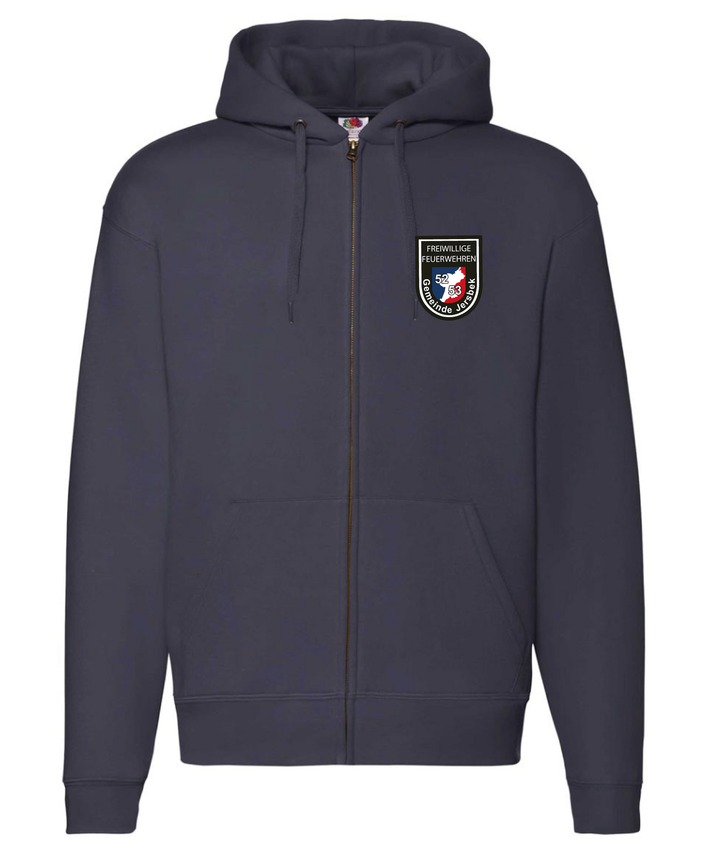 FF53 Sweatshirtjacke mit Kapuze Navy mit weißem Feuerwehr-Logo