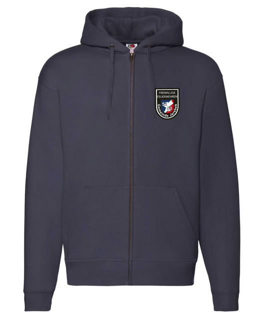 FF53 Sweatshirtjacke mit Kapuze Navy mit weißem Feuerwehr-Logo