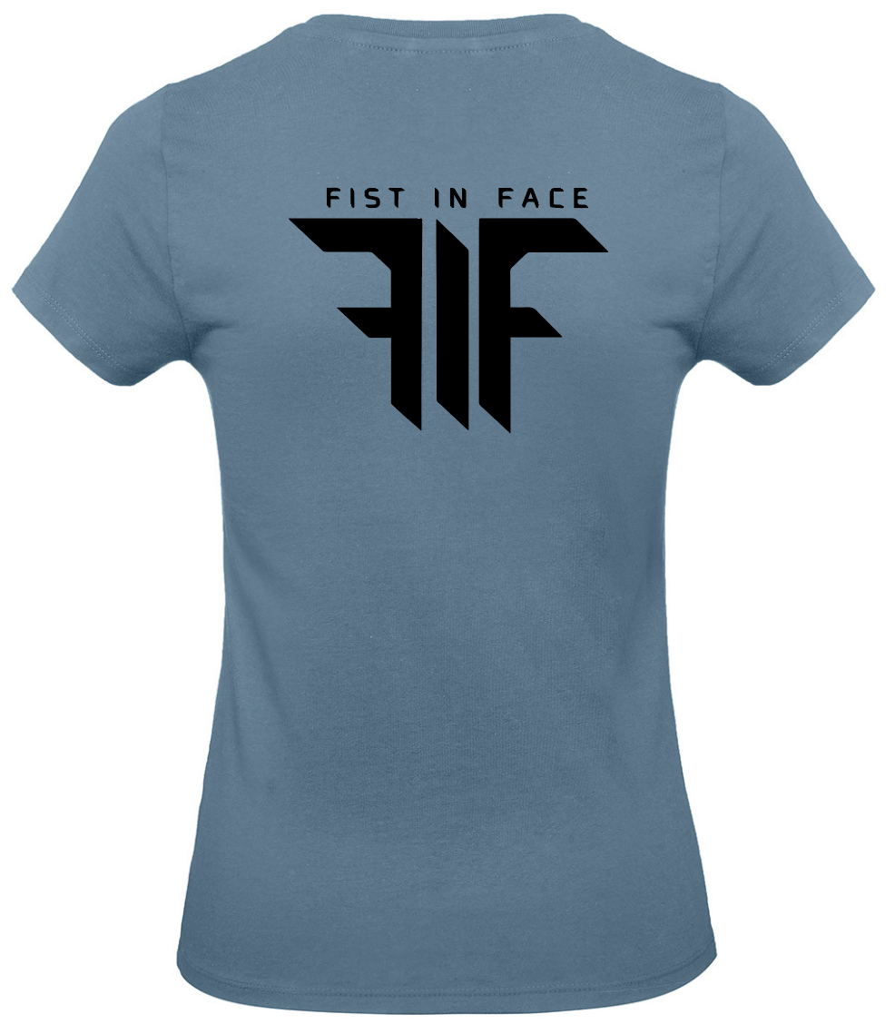 FIF Fist in Face Women's T-Shirt Stone Blue back black print