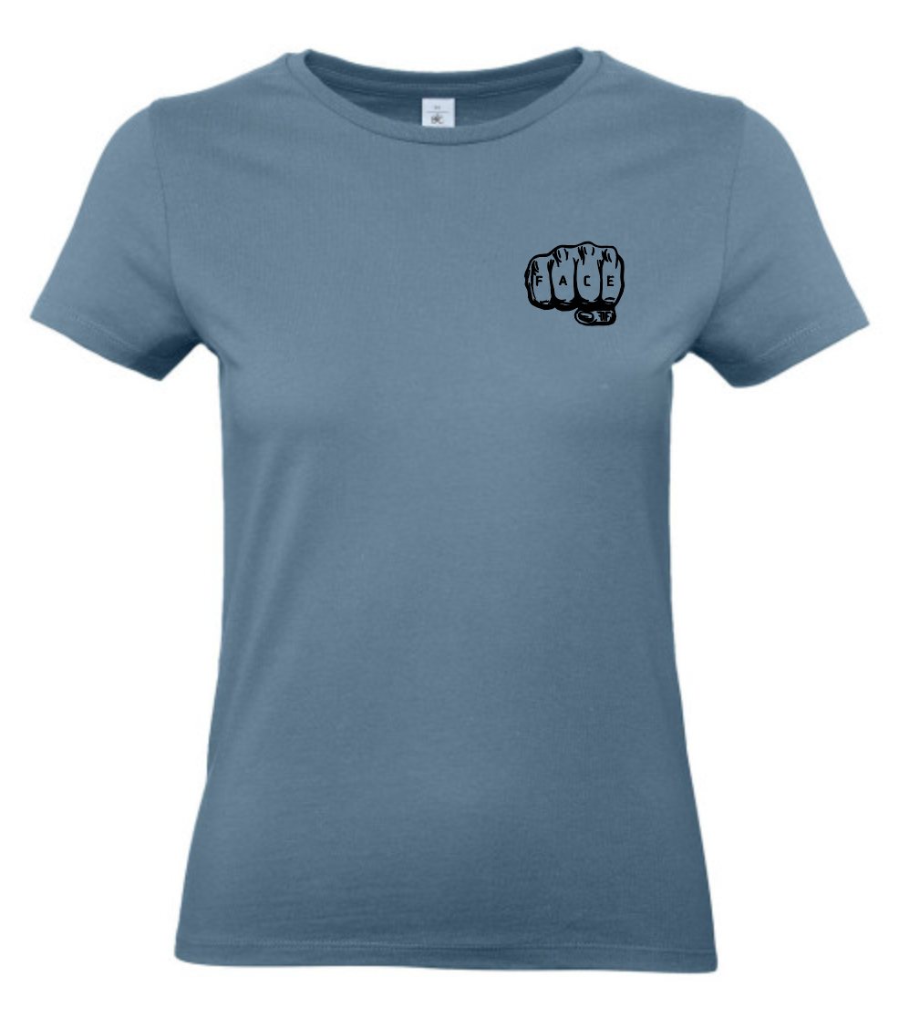 FIF Fist in Face Women's T-Shirt Stone Blue front black print