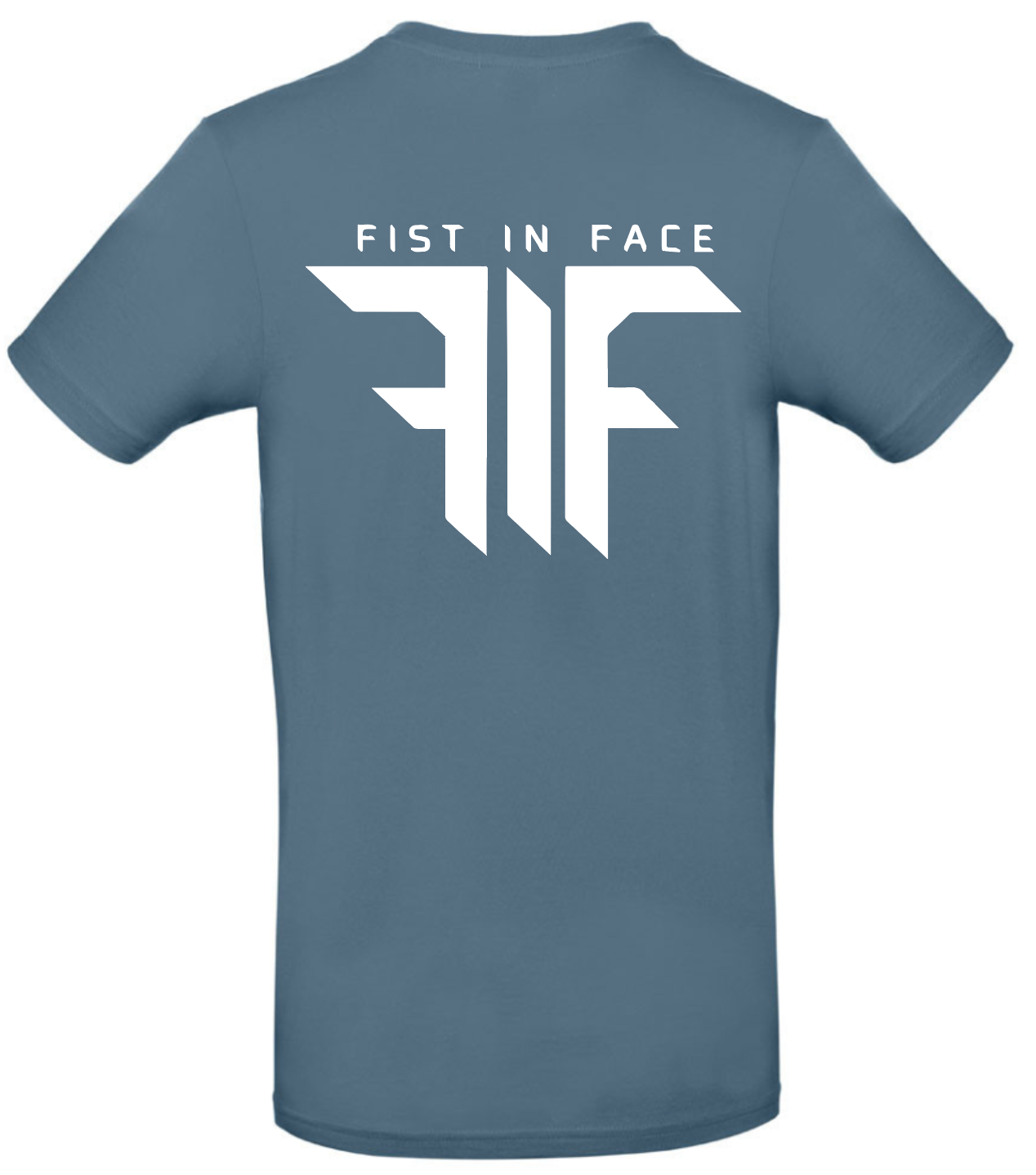 FIF Fist in Face Unisex T-Shirt Stone Blue back white print