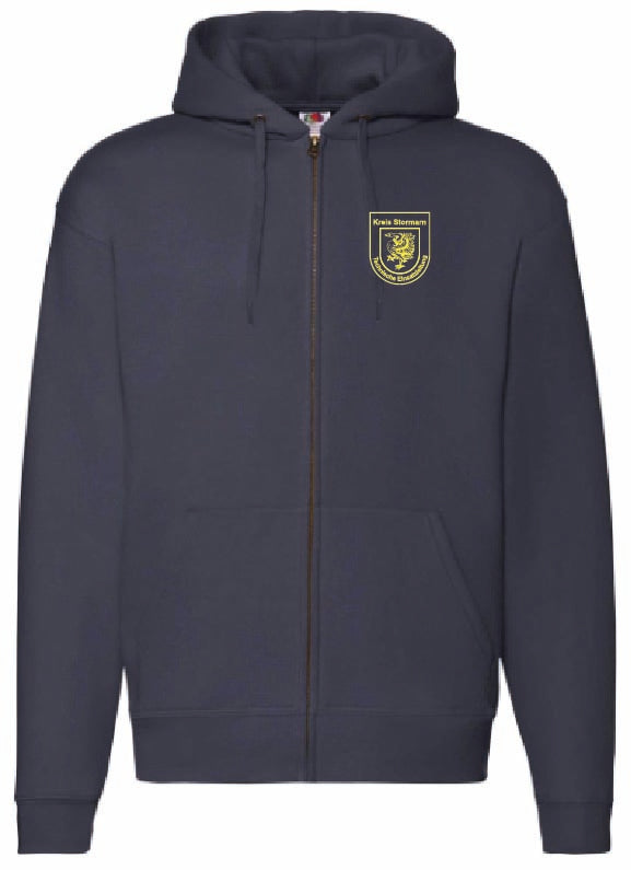 TEL Sweatshirtjacke mit Kapuze Navy mit gelbem Wappen