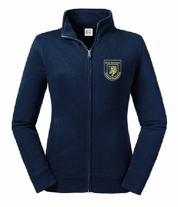 TEL Sweatshirtjacke ohne Kapuze Damen Navy mit gelbem Wappen