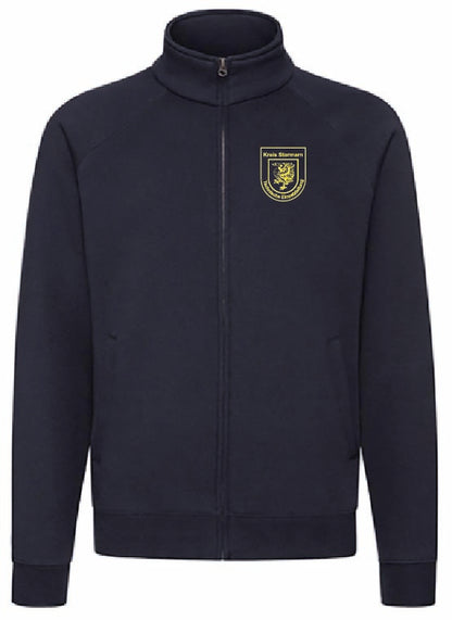 TEL Sweatshirtjacke ohne Kapuze Navy mit gelbem Wappen